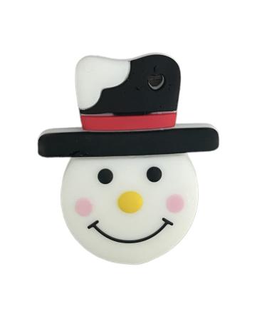 Christmas Holiday Soft Silicone Teethers for Baby BPA Free and Food Grade - Christmas Tree Star Santa Rudolph Reindeer Teether Toy (Snowman w/ Black Hat)