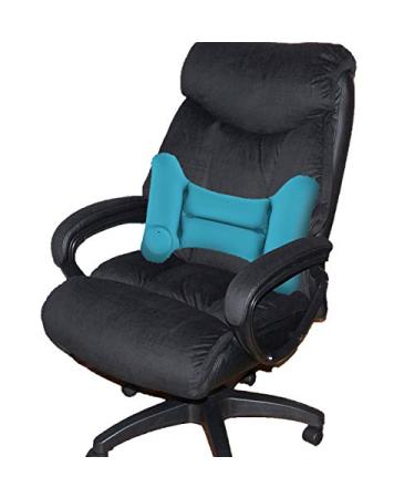 Inflatable Back Lumbar Support Pillow with Manual Pump & Soft Lining - Blue + Microfiber Cloth | Comfort & Relief for Travel - Buy Online on GoSupps.com