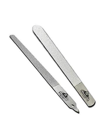 BeautyTrack 6-Inch Diamond Deb Nail File for Manicure Pedicure Grooming Foot Skin Podiatric Foot Care Instruments Stainless Steel (Pack of 2 2021 Stock) Pouch
