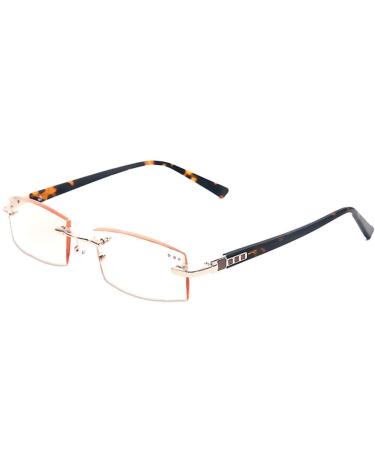 GHARAZ Women Men Diamond Cut Edge Blue Light Filter Reading Glasses Fashion Frameless Computer Reader Brown (Size : 1.5+)