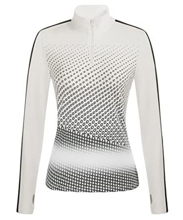 JACK SMITH Women Long Sleeve Workout Shirts Moisture Wicking Golf Shirts with Thumb Holes S-2XL Print#white Medium