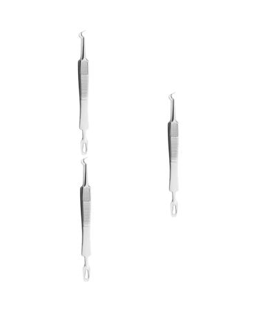 HAPINARY 9 Pcs Clip Comedone Extractor Instrument Tool Pimple Tweezers Blackhead Stainless Steel Silver