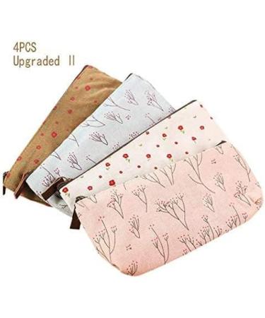 Countryside Flower Floral Makeup Bag Set - 4 Pcs Multi-functional Zipper Pencil Pen Cases and Coin Purse - Buy Online on GoSupps.com
