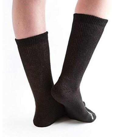 Doc Ortho Ultra Soft Loose Fit Diabetic Socks - 3 Pairs Crew Large Black - Buy Online on GoSupps.com