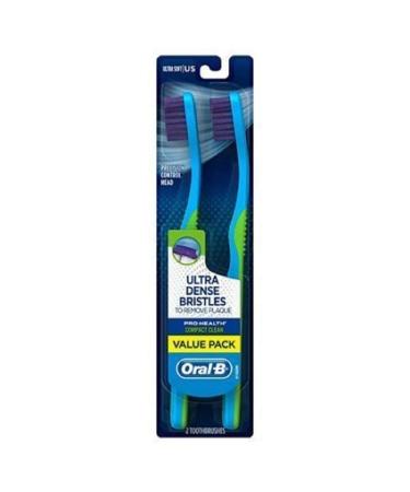 Oral-B Pro-Health Compact Clean Toothbrush Value Pack  Ultra Soft  Twin Pack 2 Count (Pack of 1)