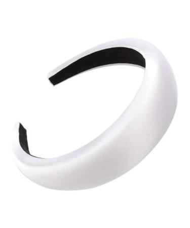 Satin Padded Headbands for Women Solid Plastic Thick Hair Hoop Girls Sponge Non-slip Hairbands Hair Accessories (White) Women's headband
