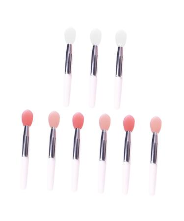 minkissy 9pcs Sleep Lip Balm Spoon Small Lip Brush Applicator Lipstick Lip Applicator Eyeshadow Brush Makeup Sponge Silicone Brush for Lips Cosmetic Miss Makeup Tools