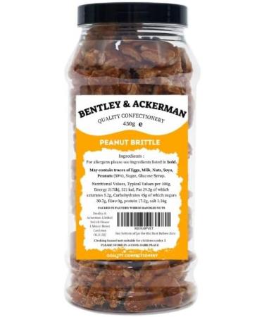 Peanut Brittle - (450g) Original Crunchy Peanut Brittle in a Gift Jar by Bentley & Ackerman's Sweet Shop - Irresistible Nutty Sweetness. Vegetarian. - Buy Online on GoSupps.com