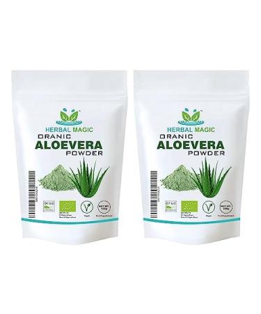 Herbal Magic's Organic Aloe Vera Powder Natural Face Hair Mask Sparkle your smoothies shakes baking Premium Quality -100gm (Pack of 2) 100.00 g (Pack of 2)