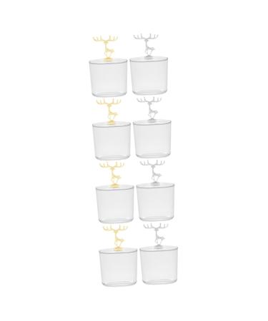 Exceart holder 8 pieces cosmetic storage box Dental container Dental dispenser plastic container Canister glasses with lid bathroom-essential abdominal muscles cotton swab container