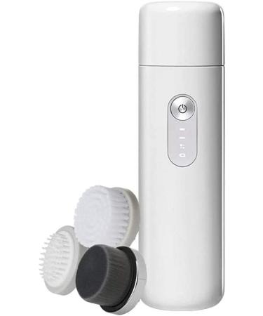 Corsehild Facial Brush Water-Resistant Facial Cleansing Spin Brush Set 3 Exfoliating Brush Heads - Gentle Exfoliating and Massaging Electric Face Cleansing USB Charging (Color : White)