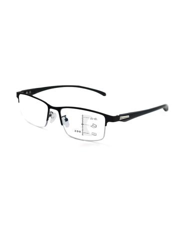 Progressive Multifocus Reading Glasses for Men Blue Light Blocking Readers Fashion Half Frame Anti Glare Glasses (Color : Black Size : 1.5x)