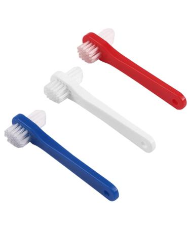 Healeved Denture Brush Dual Head 3pcs Small Hard Denture Cleaner Toothbrush False Teeth Cleaning Brush for Denture Care