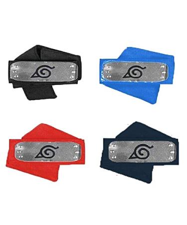 Master Online 4 pcs colorful Ninja Headband with Leaf Village Logo Metal Plated toy Headband Cosplay Anime Ninja Kakashi Accessories