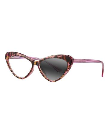 Multifocal Progressive Women's Cat Eye TR90 Spring Hinges Varifocal Anit UV Sun Transition Photochromic Reading Glass Leopard 2.25 x