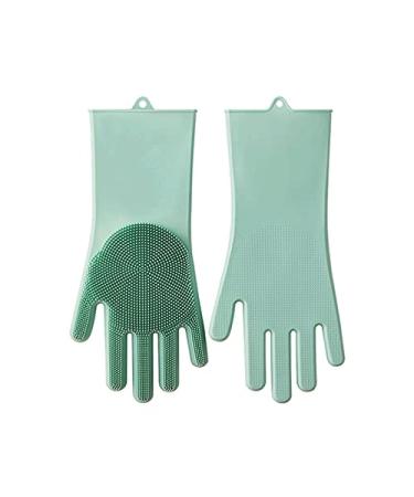 ESASAM Cleaning Gloves Silicone Dishwashing Gloves Household Kitchen Green (15.7 * 35.5cm) Waterproof Rubber Multifunctional Durable Thick Housework Gloves