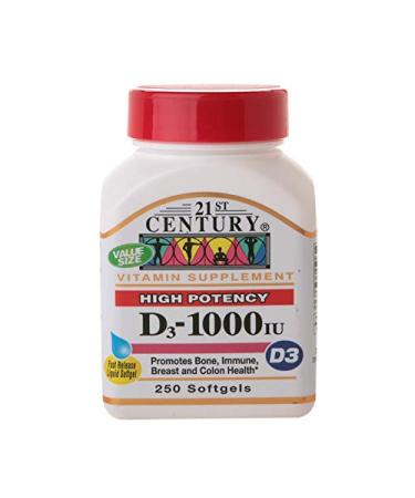 21st Century D3-1000 IU Softgels - 250 ct Pack of 2
