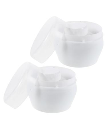 Bo te Poudre Rechargeable pour B b 2 Pcs Blanc avec Houppette tanche Format Voyage pour Soin Peau Sensible Accessoire Indispensable pour Couches et Sorties