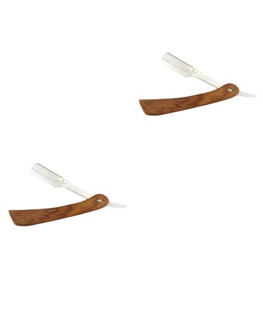 Frcolor 2st hand razor razor for cutting the throat razor straight portable portable barbershop razor made of metal safe razor old fashionable scraper man bamboo
