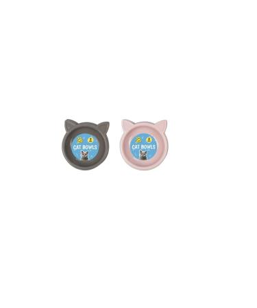 Cat Bowls - 2 Pack May Receive in Assorted Colors of Pink Grey and Blue - Buy Online on GoSupps.com