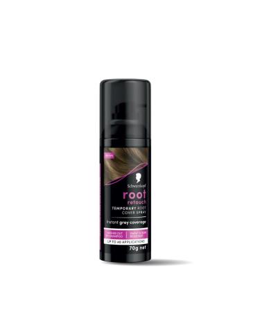 Schwarzkopf Root Retouch Instant grey root coverage spray for regrowth sweat and rain resistant temporary roots spray Brown 70g Light Brown 120 ml (Pack of 1)