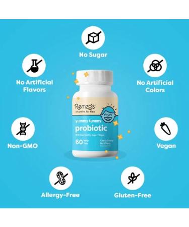 Renzo's Kids Probiotics: Immune & Digestive Support - 60 Vegan Fast Melting Tablets - Buy Online on GoSupps.com