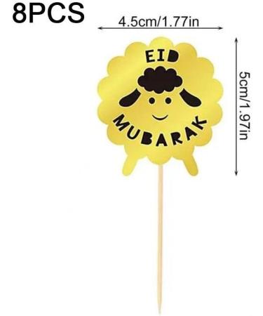 8 Pcs Eid Mubarak Cupcake Toppers Cute Sheep Ramadan Cake Toppers Paper Cupcake Decorative for Islamic Muslim - Buy Online on GoSupps.com