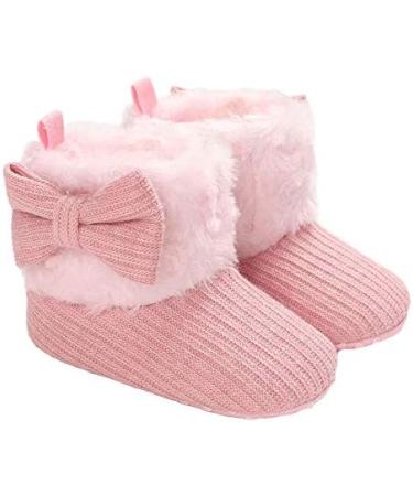 Baby Winter Fleece Booties | Non-Slip Soft Sole Shoes for Boys and Girls | Adjustable Crawling Prewalker Boots | 6-12 Months | D Pink - Buy Online on GoSupps.com