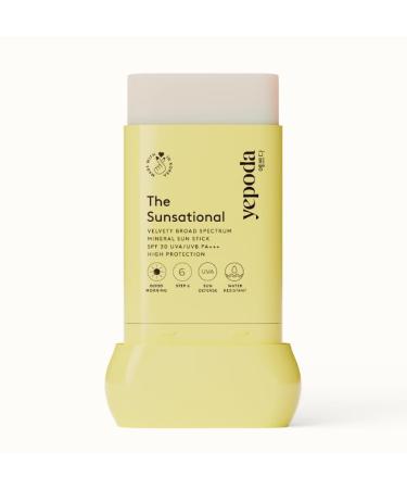 YEPODA - THE SUNSATIONAL - Velvet Mineral Sun Protection Stick Broad Spectrum SPF 30 UVA/UVB PA+++ High Protection Factor Korean Skin Care (18.5g)