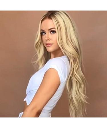 ColorfulPanda Ombre Blonde Wig with Dark Roots | Long Wavy Curly Synthetic Wig for Women - Ideal for Cosplay, Parties & Daily Wear - Buy Online on GoSupps.com