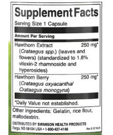 Swanson Hawthorn Extract 500mg - 120 Capsules | Dietary Supplement for Cardiovascular Health & Blood Pressure - Buy Online on GoSupps.com