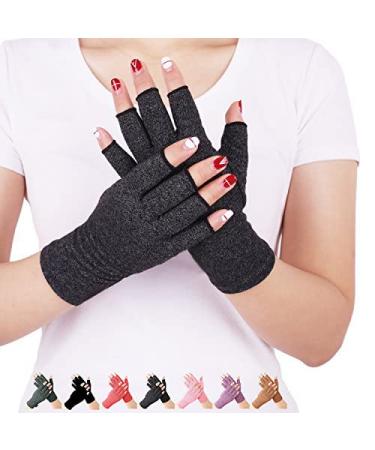 DISUPPO Arthritis Gloves Women and Men Relieve Pain from Rheumatoid RSI Carpal Tunnel Compression Gloves Fingerless for Computer Typing Dailywork Hands and Joints Pain Relief (Black Medium) Black M (Pack of 1)