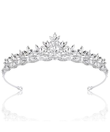 Semato Rhinestone Crown Tiara for Women or Girls Princess Crystal Silver crown Flower Girl Headpiece Birthday Party Prom Bridal Hair Accessories Christmas Valentine Party