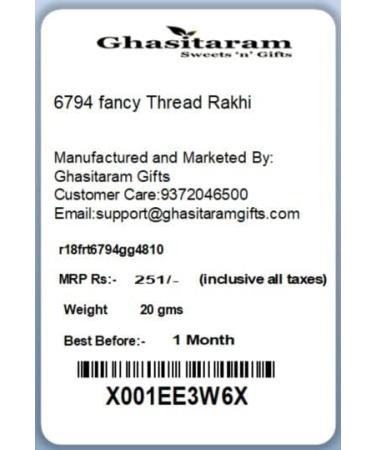 Ghasitaram Gifts Rakhi for Brother Rakhis Online-6794 Fancy Thread Rakhi - Buy Online on GoSupps.com