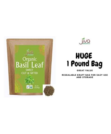 Jiva Organic Dried Basil Leaves 1lb Bulk Bag - Non-GMO, Cut & Sifted Basil Spice - Buy Online on GoSupps.com