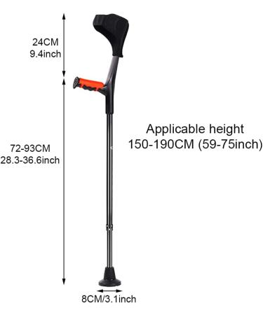 Adult Forearm Crutches Crutches Mobility Device Height Adjustable Aluminum Cane/Black/1 Pair Chaser of Light Black 1 pcs - Buy Online on GoSupps.com