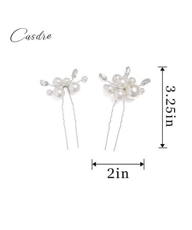 Crystal Pearl Bridal Hair Pins - Wedding Hair Accessories for Women - Pack of 2 (Silver) - Buy Online on GoSupps.com