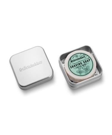 St rtebekker Shaving Soap & Soap Box - Aluminum Soap Box with Shaving Soap in Different Variants - Vegan Shaving Soap Handmade in a Factory (Fresh Mint)