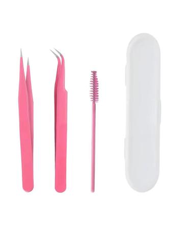2 pieces of eyelashes tweezers and 1 eyelash brush eyelash tweezers set made of stainless steel especially tweezers and curved tweezers professional tweezers eyelashes eyelash tweezers for eyelash extensions - Buy Online on GoSupps.com