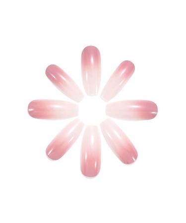 Brishow Pink White Gradient Press On Nails | Ballerina Acrylic Full Cover 24 Pieces for Women & Girls - Buy Online on GoSupps.com
