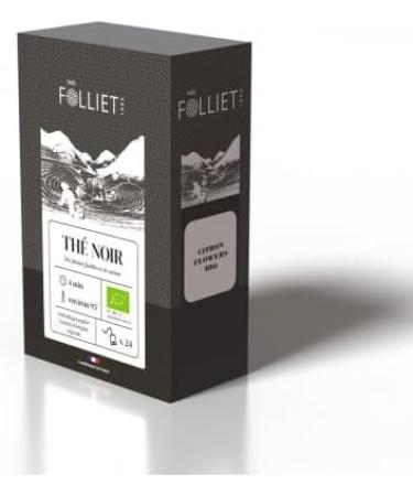 CAF S FOLLIET - Th Noir Bio - Citron Flowers - M lange de Fleurs & Citronnelle - Tonifiant & Antioxydant - Anti-stress - Sachets d'origine v g tale - 24 Sachets - Buy Online on GoSupps.com