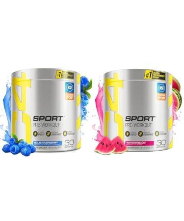 Cellucor C4 Sport Pre Workout Powder Bundle - Blue Raspberry+Watermelon - Pre Workout Energy with Creatine + 135mg Caffeine and Beta-Alanine Performance Blend - NSF Certified for Sport 30 Servings