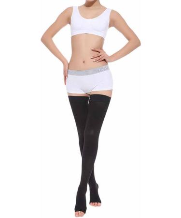 Shop Women's Shtgoi Medical Compression Stockings - Open Toe Support Socks for Varicose Veins & Edema - 23-32mmHG Thrombosis Flight Socks - Long Nylon Design - Buy Online on GoSupps.com