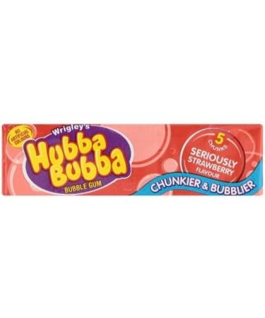 3 x Hubba Bubba Bubble Gum Seriously Strawberry Flavour 3 packs of 5 Chunks - Buy Online on GoSupps.com