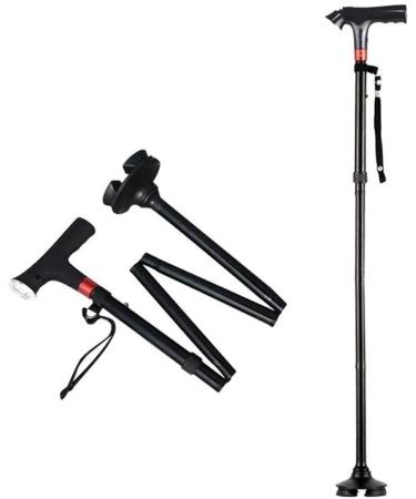 SilteD Adjustable Aluminum with Alarm Lights Elderly Crutches - Telescopic Folding Outdoor Multi-Functional Intelligent Cane Parent's Gift