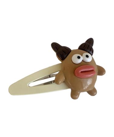 xbiez Devil Hair Clip Adorkable Y2K Gorgeous Adorkable Hairpin 2000s Girls Hairpin Photo Props Accessories Coffee color