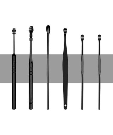 6Pcs/Set Jkapagzy Ear Wax Pickers - Stainless Steel Earpick Wax Remover and Cleaner Tool Spoon for Ear Care - Black - Buy Online on GoSupps.com