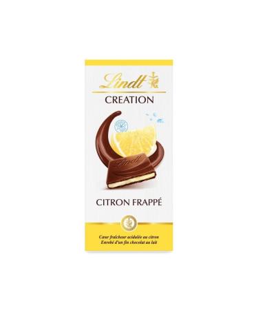G n rique LINDT - Lemon Frapp Creation 150g - Chocolate bars with an intense and tangy taste - A delightful combination of chocolate and lemon flavors - 150g of pure enjoyment. - Pack of 4