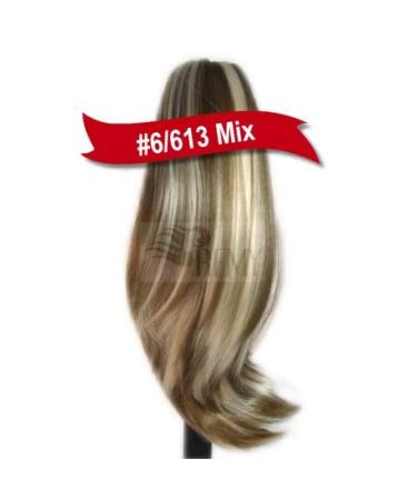 RemyHaar.eu - 30cm hairpiece braid ponytail hair extension straight - 30cm 12" (100g band) 6/613# (brown highlights)