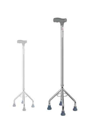 Grey Four Foot Crutches Lightweight Non-Slip Ergonomic Forearm Crutches for Adults Height Adjustable That Acts As A Extra Balance Strong Performance Cane Decorate Lucky Star